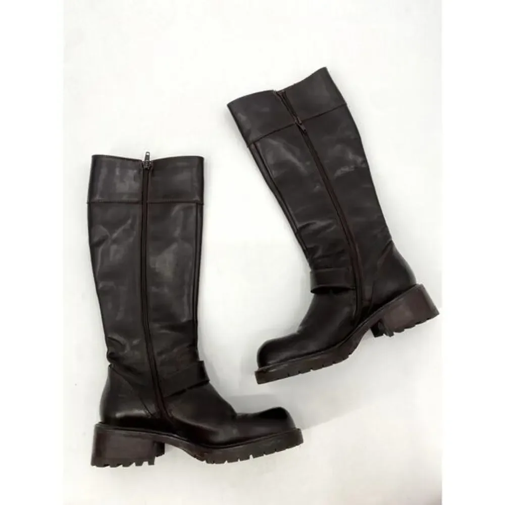 J. Crew Brown leather Chunky‎ Heel Boots